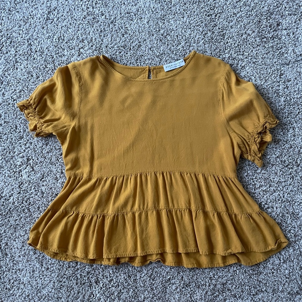 Paper Crane Golden Ruffle Blouse